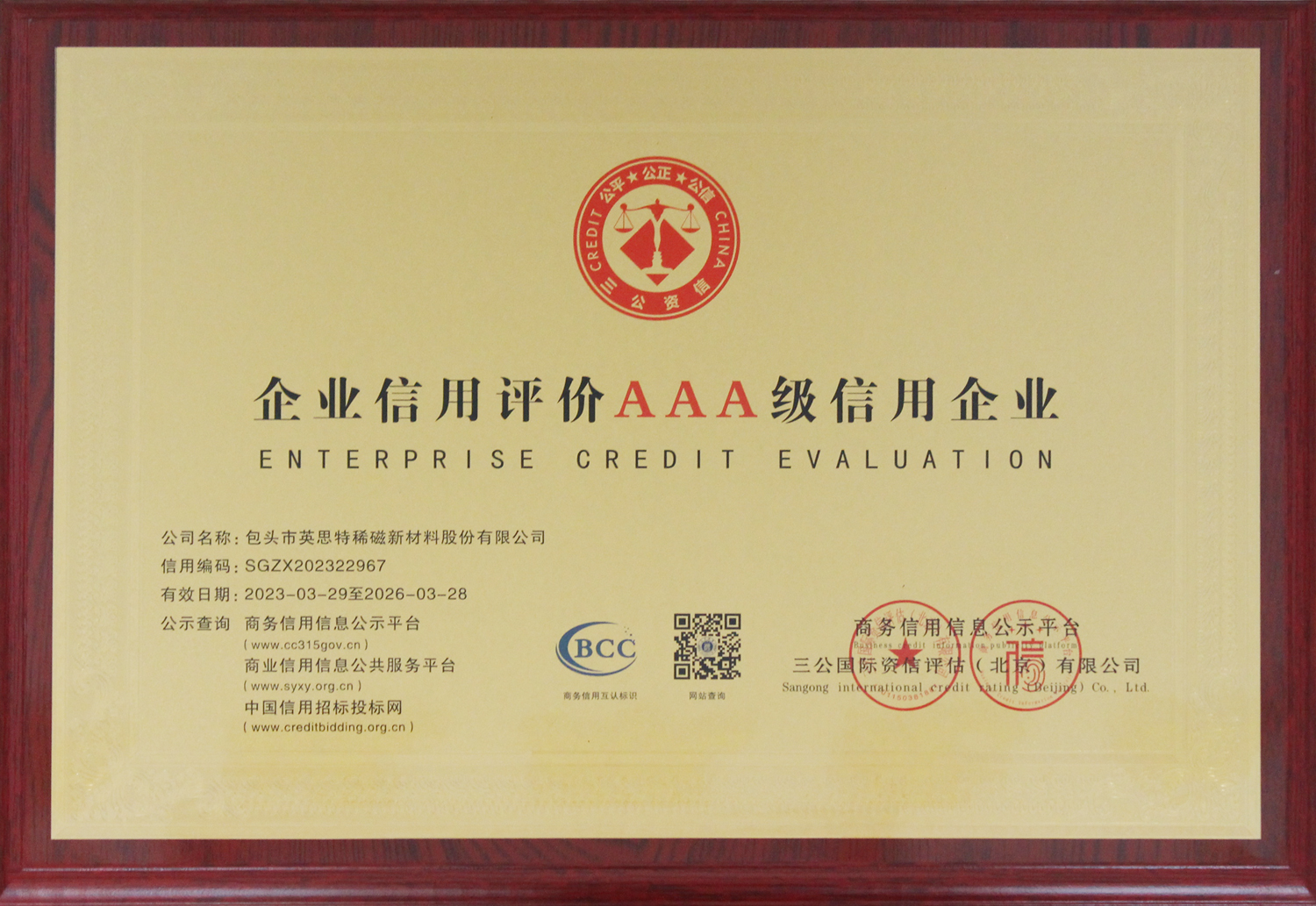 Enterprise Credit Rating AAA Credit Enterprise